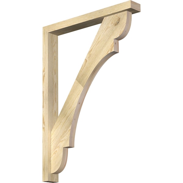 Ekena Millwork Olympic Block Rough Sawn Bracket w/ Offset Brace, Douglas Fir, 4"W x 30"D x 42"H BKT0402X30X42OLY05RDF - main